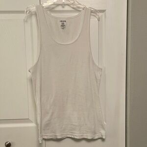 IZOD Men’s Large White Ribbed Tank Top Undershirt Cotton